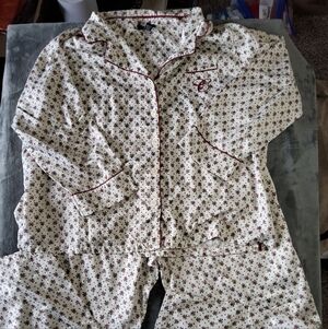Chaps Pajama Set Womens XXL‎ White Floral Hudson Valley Top Pants Monogramed Set